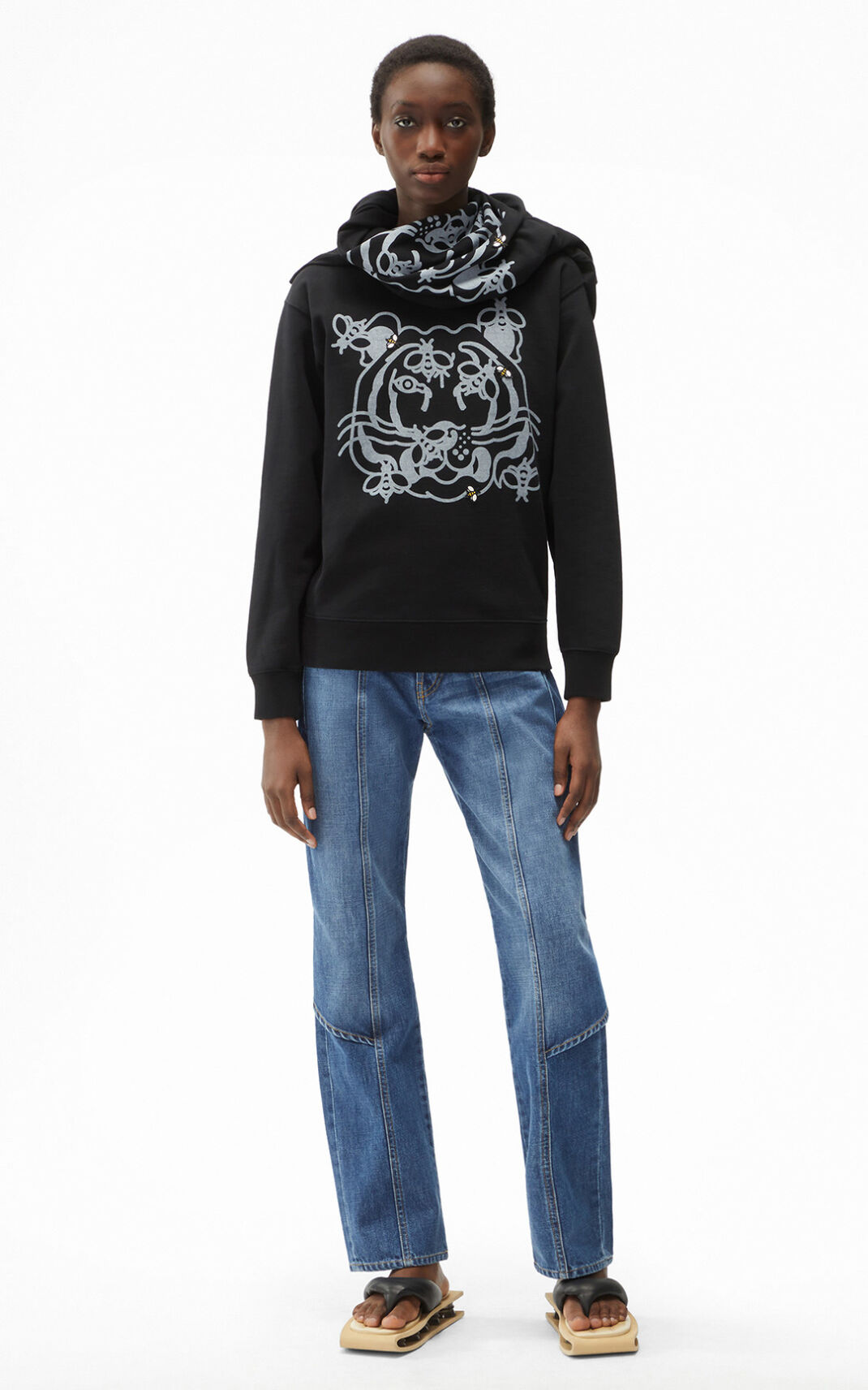 Sweat Kenzo Femme Bee a Tiger Noir NPWDH-0634